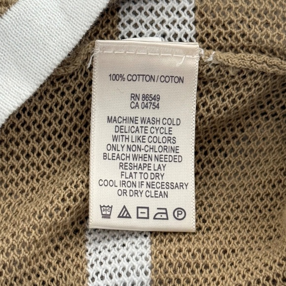 Tommy Bahama Knit Tan/White Striped Tunic Sweater Sz XL - Picture 6 of 6